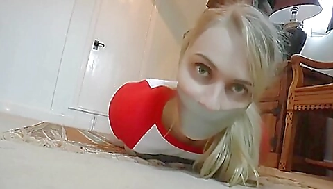 BDSM bondage video with a skinny blonde minx in a bondage