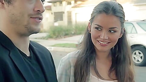 Brunette teen babe gets a creampie and has a hard fuck