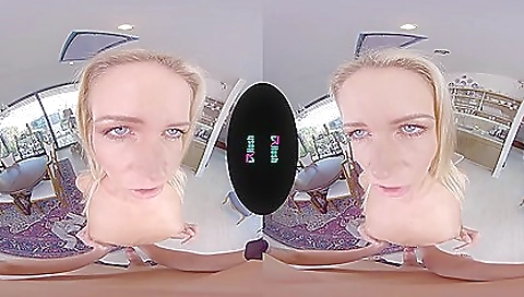 Teen girl is playing with her virgin pussy in vr porn