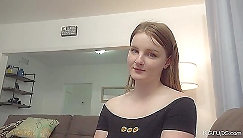 Brunette girl with big tits sucks hard a dick in pov