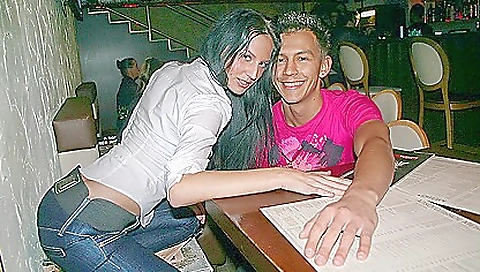 Brunette in public restroom gets fucked in the public restroom