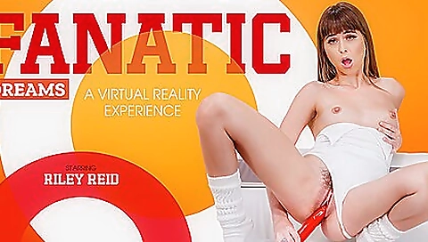 Brunette with a tattooed pussy masturbates in vr porn