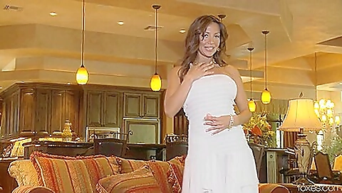 Beautiful milf takes off all her lingerie to ride on a dildo