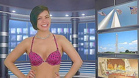 Blonde and brunette lesbian are getting naked on tv