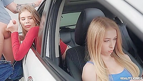 Big cock in her mouth and big tits deepthroat in front of a webcam