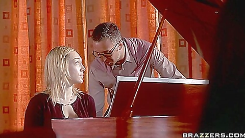 Hairy babe with a big black pussy gets fucked on the piano