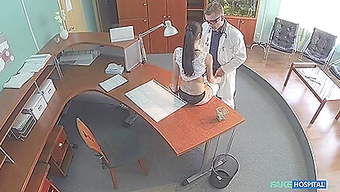 Amateur brunette fingered and fucked in the office