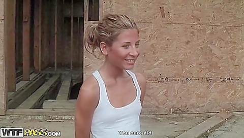 Amateur blonde teen in sexy shorts fucks a cock and gets 4d