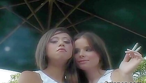 Flirty Cuties Plow The Biggest Strapon Dildos And Spray