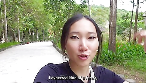 Asian brunette 18+ gets fucked in the sand on the beach