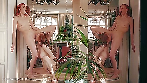 Beautiful redheaded teen is seducing you with her tits