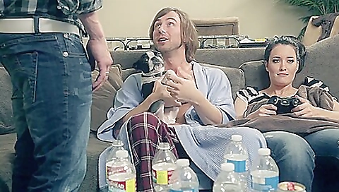 Brunette teen 18+ gets fucked hard by her two bestie