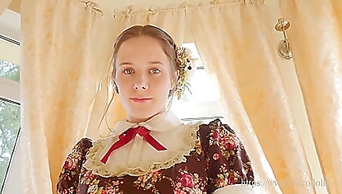 Brunette has no clothes on and is going solo on her hands