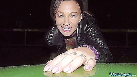 Hot brunette 18+ in black stockings and sexy stockings