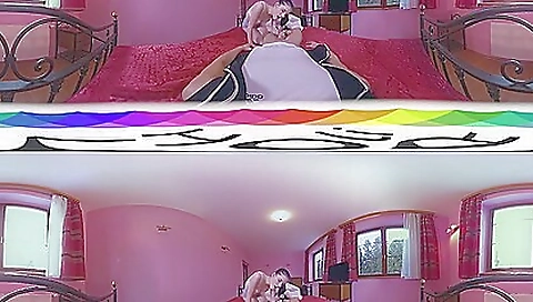 Busty brunette girl with a hot face gives a blow job in her bedroom